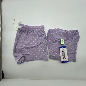 Honeydew Intimates Lavender Polka Dot 2 Piece Pajama Set Short Sleeve Shorts L